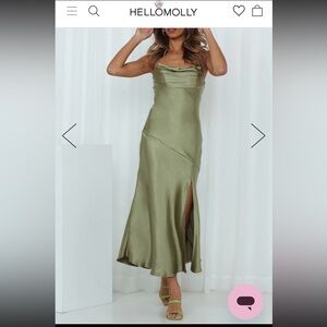 Hello Molly Elegant Olive Green Slip Dress